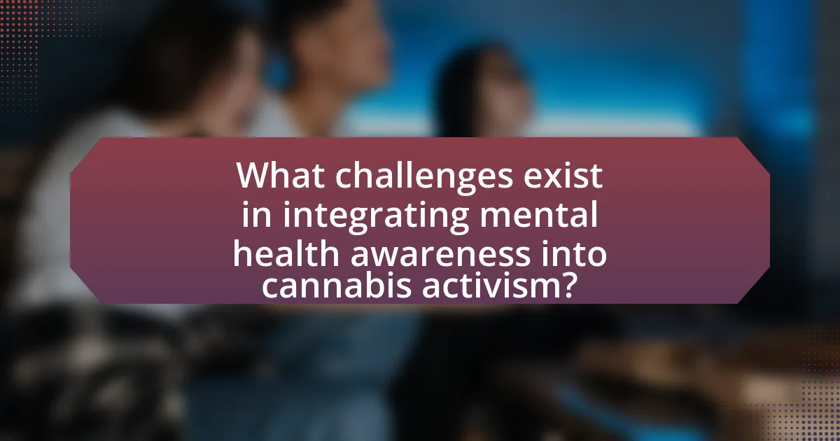 What challenges exist in integrating mental health awareness into cannabis activism?